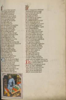 Ahithophel Committing Suicide; Weltchronik, about 1400-1410. Creator: Unknown.