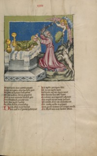 The Sacrifice of Isaac; Weltchronik, about 1400-1410. Creator: Unknown.