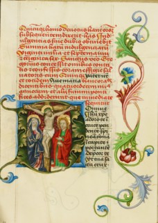 Initial D: The Crucifixion; Prayer Book, about 1470-1480. Creator: Workshop of Valentine Noh.