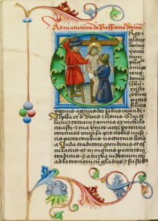 Initial O: The Deposition; Prayer Book, about 1470-1480. Creator: Workshop of Valentine Noh.