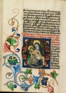 Initial O: The Pietà; Prayer Book, about 1470-1480. Creator: Workshop of Valentine Noh.