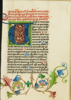 Decorated Initial V; Prayer Book, about 1470-1480. Creator: Workshop of Valentine Noh.