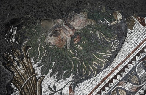Masked head, mosaic pavement in the Great Palace of Constantinople, 4th-6th century. Creator: Unknown.