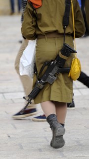 Israeli female soldier at Western Wall, Israel, Jerusalem, 2013.  Creator: LTL.