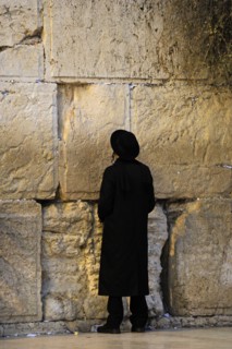 A Jew praying at the Western Wall, Jerusalem, Israel, 2013.  Creator: LTL.