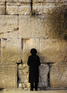A Jew praying at the Western Wall, Jerusalem, Israel, 2013.  Creator: LTL.