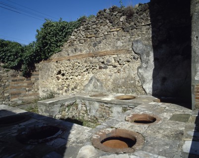 Thermopolium, Via Austali with Vicolo Storto, Pompeii, Italy, 2002.  Creator: LTL.