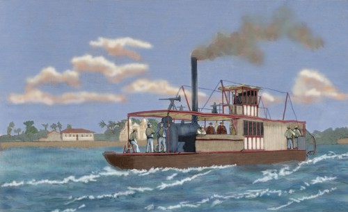 Portuguese gunboat commanded by Major Serpa Pinto, Zambezi River, late 19th century. Creator: Unknown.