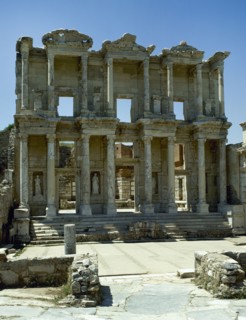 Facade of Celsus Library, Ephesus, Near Selcuk, Turkey, 1999. Creator: LTL.