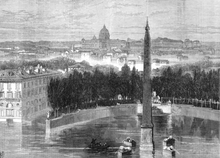 The floods at Rome: the Piazza del Popolo, 1871. Creator: RCH.