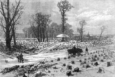 The Bois de Boulogne, Paris, (sketch by balloon post), 1871. Creator: Unknown.
