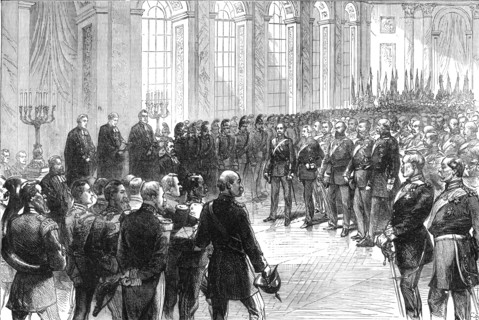 Proclaiming the German Emperor: religious service - Galerie des Glaces, Palace of Versailles, 1871. Creator: C. R..