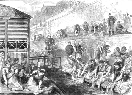 Washerwomen of the banlieue at the Quai de la Conference, Paris, 1871. Creator: Unknown.