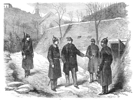 Delivering the keys in the fortress of Mont Valérien, 1871. Creator: Unknown.