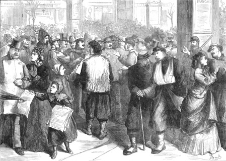 Politicians discussing affairs on the Boulevard Montmartre, Paris, 1871. Creator: Unknown.