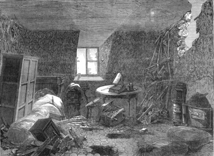 Bombardment of Paris: effects of a shell bursting in the fourth storey of a house, 1871. Creator: Unknown.