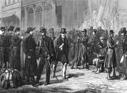 Soldiers keeping the streets at Bordeaux, 1871. Creator: Unknown.