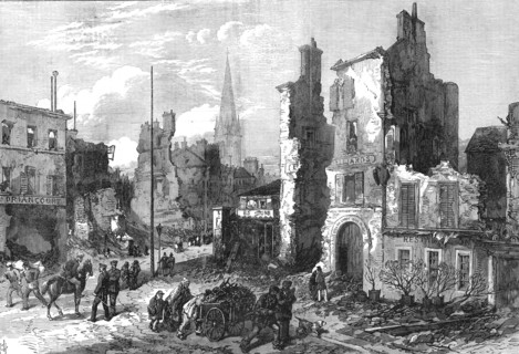 The ruin around Paris: the town of St. Cloud destroyed by fire, 1871. Creator: RCH.
