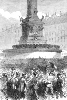 Assemblage of Paris republicans at the Column of July, Place de la Bastille, 1871. Creator: Unknown.