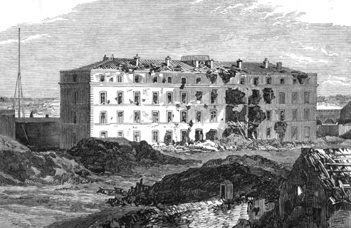 The ruins round Paris: barracks, Fort Vanves, 1871. Creator: Unknown.