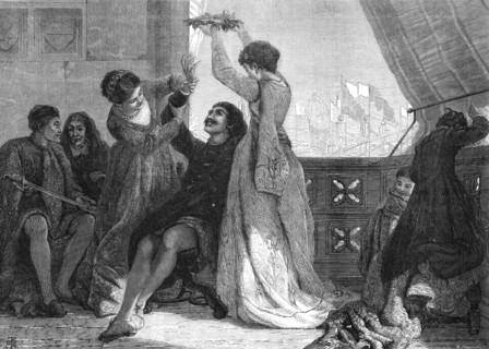 Home and Victory, by F. W. W. Topham, in the exhibition of the Royal Academy, 1871. Creator: William Hollidge.