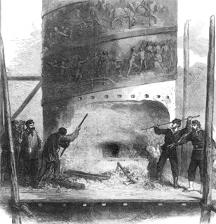 Cutting the base of the column in the Place Vendôme, Paris, 1871. Creator: Unknown.