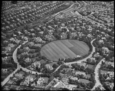 Dean Park Sports Ground and Bournemouth Central Station, Bournemouth, Dorset, c1930s. Creator: Arthur William Hobart.