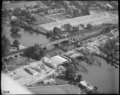 Twickenham Bridge under construction, Twickenham, London, c1930s. Creator: Arthur William Hobart.
