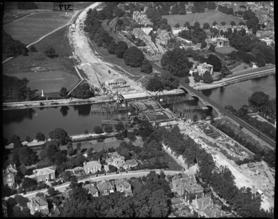 Twickenham Bridge under construction, Twickenham, Richmond Upon Thames, Greater London, c1930s. Creator: Arthur William Hobart.