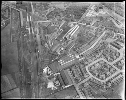 Nelson Drive, the Royles Ltd Engineering Works and Kinder and Co Wallpaper Works, Irlam, c1930s. Creator: Arthur William Hobart.