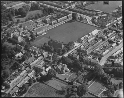 The Church of St James, the cricket ground and West Street area, Congleton, Cheshire, c1930s. Creator: Arthur William Hobart.