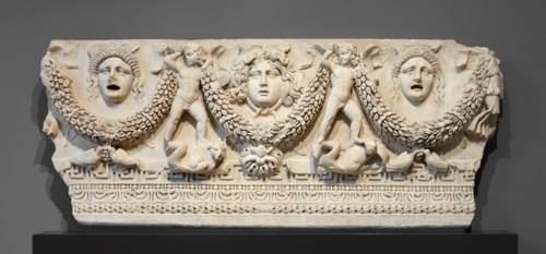 Front Panel of a Garland Sarcophagus, about A.D. 140-170. Creator: Unknown.