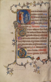 Initial D: Christ before Annas; Bute Psalter, text and illumination about 1330. Creator: Atelier of the Passion Master.