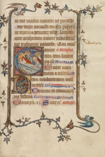 Initial C: The Entombment; Bute Psalter, text and illumination about 1330. Creator: Atelier of the Passion Master.