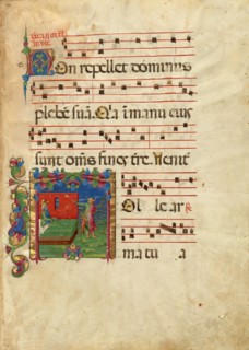 Leaf from an antiphonal, about 1455-1461. Creator: Franco dei Russi.