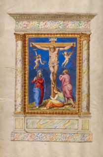 The Crucifixion; Missal of Bishop Antonio Scarampi, 1567. Creator: Fra Vincentius a Fundis.