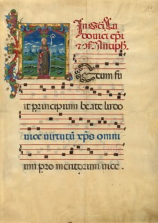 Initial T: Saint Louis of Toulouse, about 1453-1463. Creator: Franco dei Russi.