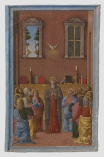 Pentecost: Miniature from a Devotional or Liturgical Manuscript, about 1460-1470.  Creator: Girolamo da Cremona.