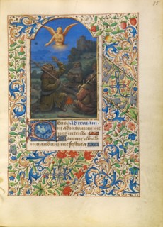 The Annunciation to the Shepherds; Katherine Hours, about 1480-1485. Creator: Jean Bourdichon.