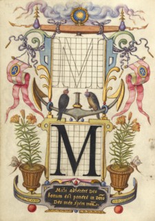 Guide for Constructing the Letter M; Mira calligraphiae monumenta, about 1591-1596. Creator: Joris Hoefnagel.