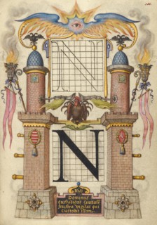 Guide for Constructing the Letter N; Mira calligraphiae monumenta, about 1591-1596. Creator: Joris Hoefnagel.
