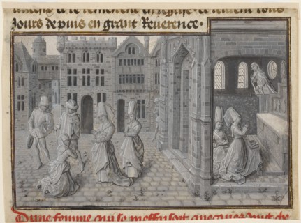 Miniature from The Miracles of Our Lady, about 1460. Creators: Lieven van Lathem, Jean Mielot.