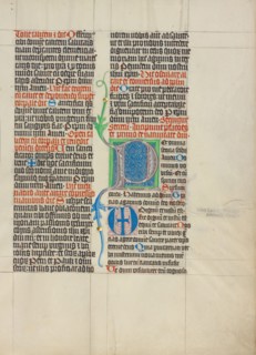 Decorated Initial P; Collegium Ducale, about 1420-1430. Creator: Master Michael.