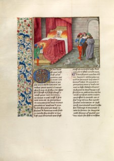 The Bed of the King of Navarre Set on Fire; Chroniques (Book Three), about 1480-1483. Creator: Master of the Getty Froissart.