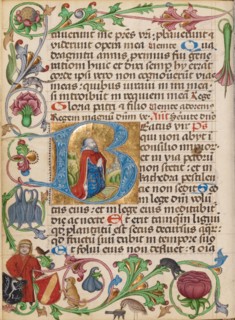 Initial B: David in Prayer; Diurnal, about 1485. Creator: Workshop of Ulrich Schreier.