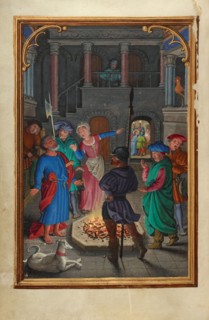 The Denial of Saint Peter; Prayer Book of Cardinal Albrecht of Brandenburg, about 1525-1530. Creator: Simon Bening.