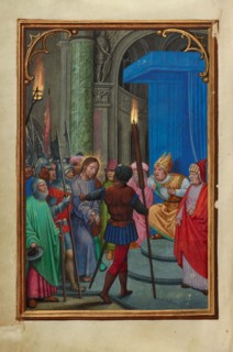 Christ before Caiaphas; Prayer Book of Cardinal Albrecht of Brandenburg, about 1525-1530. Creator: Simon Bening.