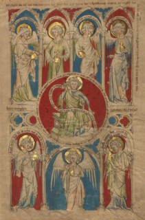 Saint John the Evangelist surrounded by Seven Angels, about 1340-1350. Creator: Unknown.