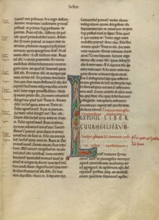 Initial L: Saint Luke as the Ox; New Testament (with Canons of Priscillian), about 1170. Creator: Unknown.