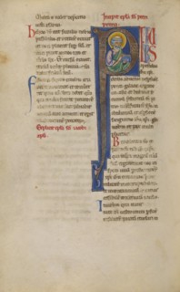 Initial P: Saint Peter with a Book; New Testament, late 12th century. Creator: Unknown.